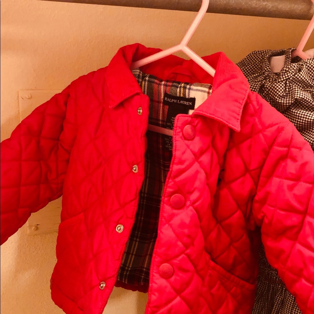 Red quilted Ralph Lauren infant coat